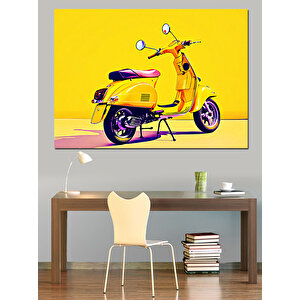 Sarı Klasik Vespa Dekoratif Kanvas - Mdf Ahşap Tablo 70x100 cm