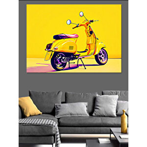 Sarı Klasik Vespa Dekoratif Kanvas - Mdf Ahşap Tablo 70x100 cm