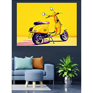 Sarı Klasik Vespa Dekoratif Kanvas - Mdf Ahşap Tablo