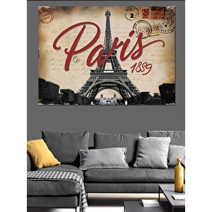 Paris 1889 Kartpostal Tasarımı Dekoratif Kanvas - Mdf Ahşap Tablo