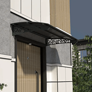 Pratik Metal Sundurma 110x100 Çakıl Taşı Serisi Kapı Üstü Sundurma Koruma Gölgelik Siyah - Bronz 110x100 cm