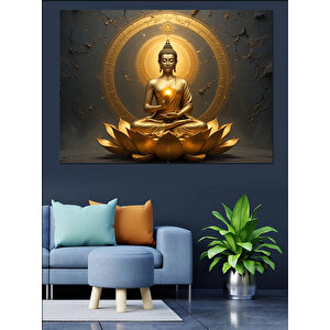 Lotus Üstünde Buda Dekoratif Kanvas - Mdf Ahşap Tablo 100x140 cm