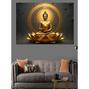 Lotus Üstünde Buda Dekoratif Kanvas - Mdf Ahşap Tablo 100x140 cm