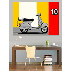 Sarı Ve Gri Vespa Dekoratif Kanvas - Mdf Ahşap Tablo 25x35 cm