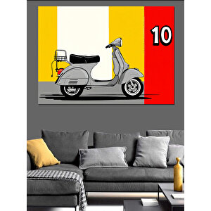 Sarı Ve Gri Vespa Dekoratif Kanvas - Mdf Ahşap Tablo 25x35 cm