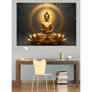 Lotus Üstünde Buda Dekoratif Kanvas - Mdf Ahşap Tablo 35x50 cm