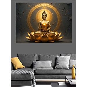 Lotus Üstünde Buda Dekoratif Kanvas - Mdf Ahşap Tablo