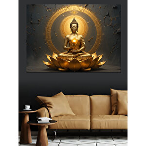 Lotus Üstünde Buda Dekoratif Kanvas - Mdf Ahşap Tablo