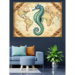 Eski Harita Ve Denizatı Dekoratif Kanvas - Mdf Ahşap Tablo