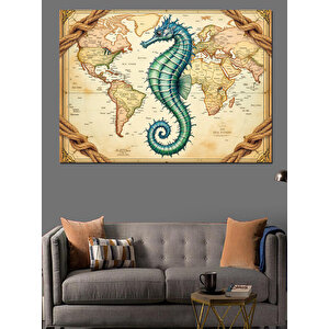 Eski Harita Ve Denizatı Dekoratif Kanvas - Mdf Ahşap Tablo