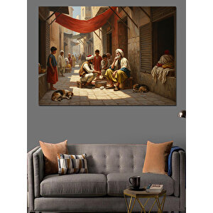 Sokakta Oyun Oynayan Çocuklar Dekoratif Kanvas - Mdf Ahşap Tablo 100x140 cm