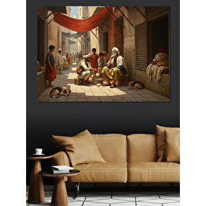 Sokakta Oyun Oynayan Çocuklar Dekoratif Kanvas - Mdf Ahşap Tablo 25x35 cm