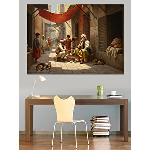 Sokakta Oyun Oynayan Çocuklar Dekoratif Kanvas - Mdf Ahşap Tablo