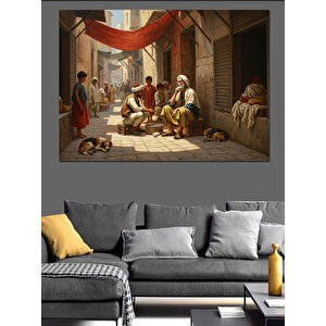 Sokakta Oyun Oynayan Çocuklar Dekoratif Kanvas - Mdf Ahşap Tablo