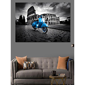 Roma'da Vespa Sürücüsü Dekoratif Kanvas - Mdf Ahşap Tablo 35x50 cm