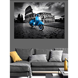 Roma'da Vespa Sürücüsü Dekoratif Kanvas - Mdf Ahşap Tablo 50x70 cm