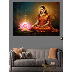 Lotus Tutan Meditasyoncu Dekoratif Kanvas - Mdf Ahşap Tablo 70x100 cm