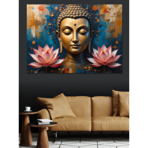Lotus Üstünde Buda Dekoratif Kanvas - Mdf Ahşap Tablo 50x70 cm
