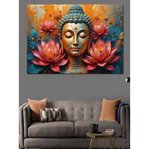 Lotus İçinde Buda Heykeli Dekoratif Kanvas - Mdf Ahşap Tablo