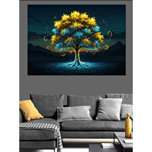 Işıldayan Gece Ağacı Dekoratif Kanvas - Mdf Ahşap Tablo