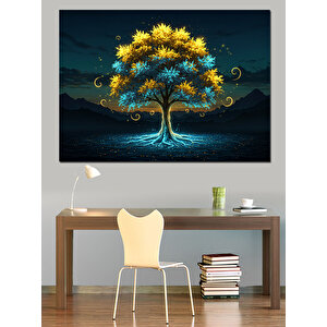 Işıldayan Gece Ağacı Dekoratif Kanvas - Mdf Ahşap Tablo