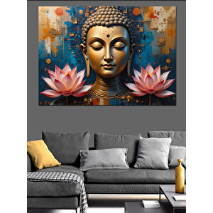 Lotus Üstünde Buda Dekoratif Kanvas - Mdf Ahşap Tablo 25x35 cm