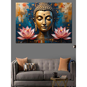 Lotus Üstünde Buda Dekoratif Kanvas - Mdf Ahşap Tablo