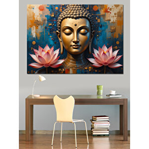 Lotus Üstünde Buda Dekoratif Kanvas - Mdf Ahşap Tablo