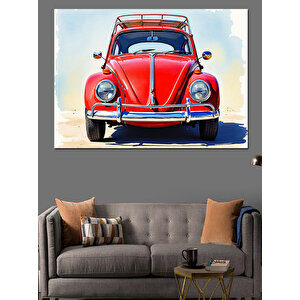 Kırmızı Klasik Vosvos Dekoratif Kanvas - Mdf Ahşap Tablo 100x140 cm
