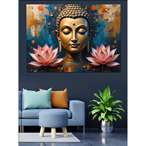 Lotus Üstünde Buda Dekoratif Kanvas - Mdf Ahşap Tablo 70x100 cm