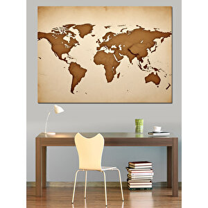 Eski Dünya Haritası Tasarımı Dekoratif Kanvas - Mdf Ahşap Tablo 25x35 cm