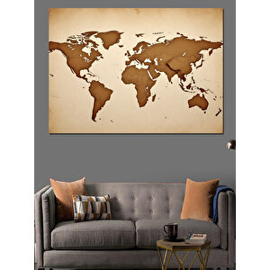 Eski Dünya Haritası Tasarımı Dekoratif Kanvas - Mdf Ahşap Tablo 50x70 cm