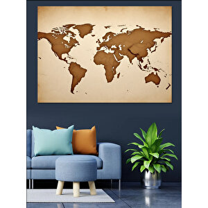 Eski Dünya Haritası Tasarımı Dekoratif Kanvas - Mdf Ahşap Tablo
