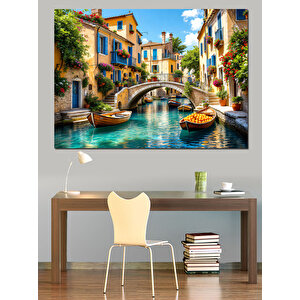 Venedik Tarzı Su Kanalı Dekoratif Kanvas - Mdf Ahşap Tablo 35x50 cm