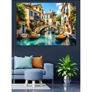 Venedik Tarzı Su Kanalı Dekoratif Kanvas - Mdf Ahşap Tablo