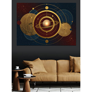 Gezegenler Ve Yıldız Haritası Dekoratif Kanvas - Mdf Ahşap Tablo