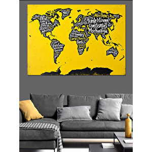 Eğlenceli Dünya Haritası Dekoratif Kanvas - Mdf Ahşap Tablo