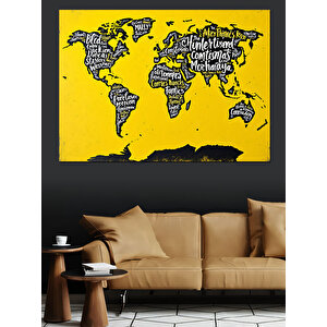 Eğlenceli Dünya Haritası Dekoratif Kanvas - Mdf Ahşap Tablo