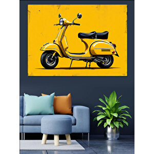 Sarı Klasik Vespa Dekoratif Kanvas - Mdf Ahşap Tablo 50x70 cm