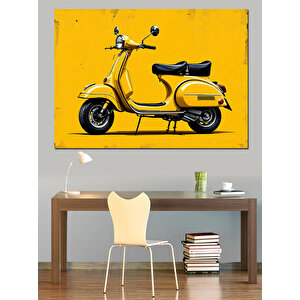 Sarı Klasik Vespa Dekoratif Kanvas - Mdf Ahşap Tablo 50x70 cm