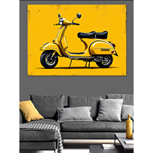 Sarı Klasik Vespa Dekoratif Kanvas - Mdf Ahşap Tablo
