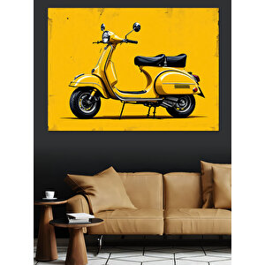 Sarı Klasik Vespa Dekoratif Kanvas - Mdf Ahşap Tablo