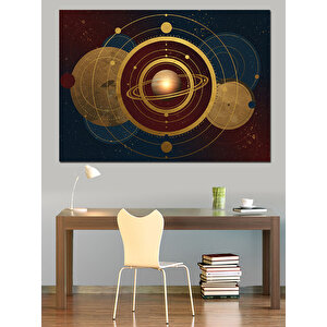 Gezegenler Ve Yıldız Haritası Dekoratif Kanvas - Mdf Ahşap Tablo 35x50 cm