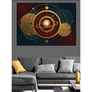 Gezegenler Ve Yıldız Haritası Dekoratif Kanvas - Mdf Ahşap Tablo 35x50 cm