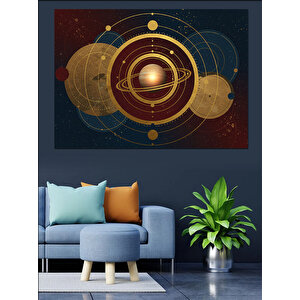 Gezegenler Ve Yıldız Haritası Dekoratif Kanvas - Mdf Ahşap Tablo