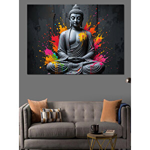Lotus Pozunda Buda Dekoratif Kanvas - Mdf Ahşap Tablo
