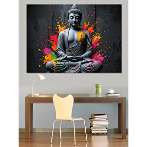 Lotus Pozunda Buda Dekoratif Kanvas - Mdf Ahşap Tablo