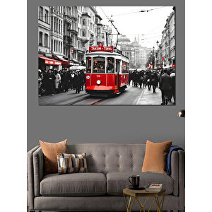 Nostaljik Kırmızı Tramvay Dekoratif Kanvas - Mdf Ahşap Tablo
