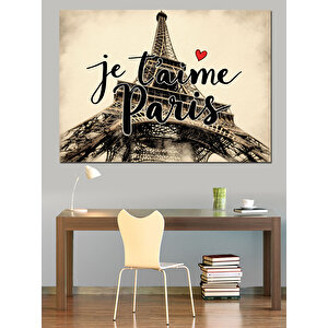 Je T’aime Paris Posteri Dekoratif Kanvas - Mdf Ahşap Tablo 50x70 cm