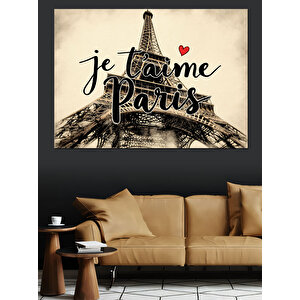 Je T’aime Paris Posteri Dekoratif Kanvas - Mdf Ahşap Tablo 50x70 cm